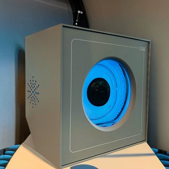 Sound-responsive magnetic fluid light with ambient LED effects for home and office décor.