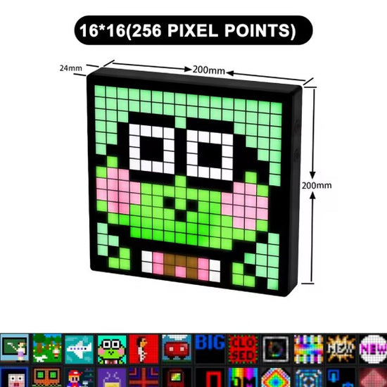 Smart LED Pixel Display Nightlight with programmable screen, APP control, DIY text, and animation, perfect for home décor and gaming setups.